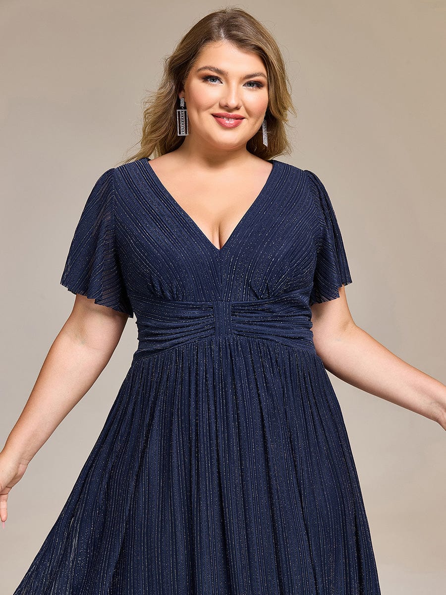 Plus size Glittery Formal Evening Dresses #color_Navy Blue