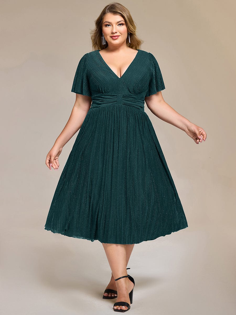 Plus size Glittery Formal Evening Dresses #color_Teal