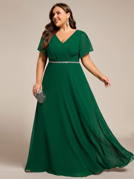 a-line pleated chiffon tie-waist evening dress Ever-Pretty A-Line Pleated Chiffon Tie-Waist Evening Dress