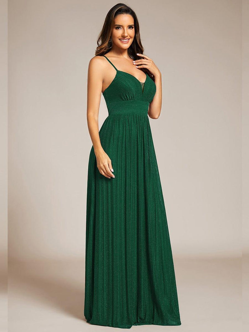V Neck Backless Slim Fit Shoulder Strap Evening Dress