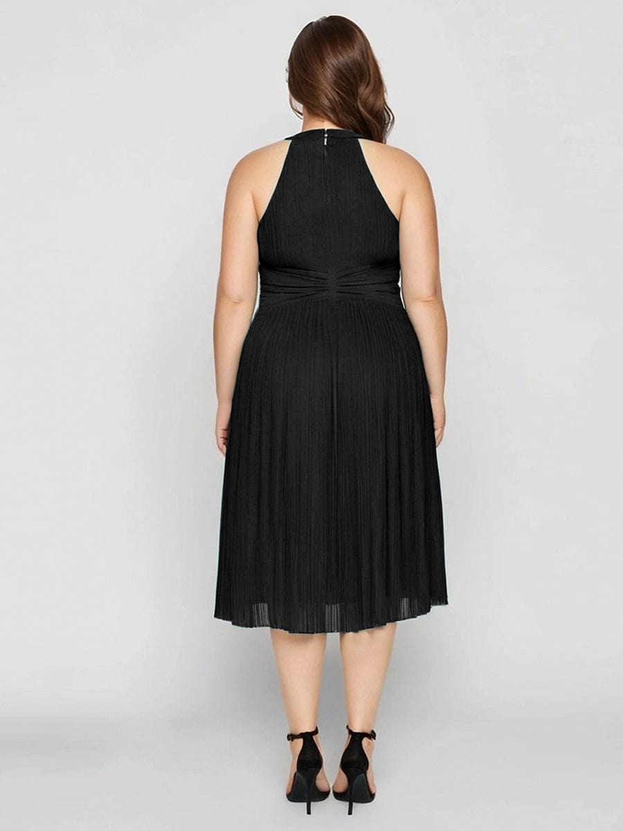 Ever-Pretty Inclusive Plus Size Halter Pleated Midi Dress for Wedding Guests & Cocktail Parties Ever-Pretty Inclusive Plus Size Halter Pleated Midi Dress for Wedding Guests & Cocktail Parties