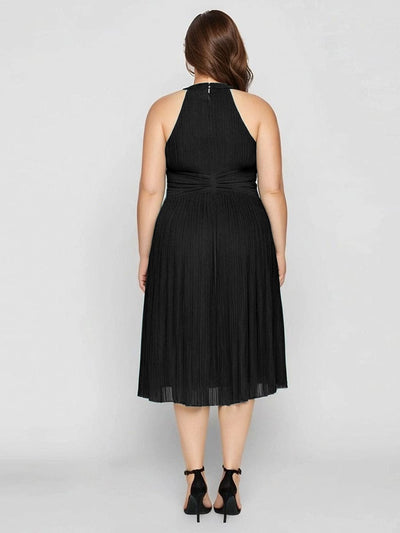 Plus-Size Glittery Halter Neck Dress #color_Black