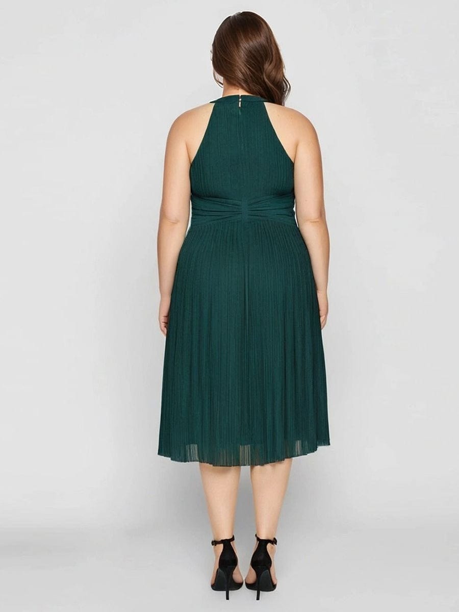 Glittery Sleeveless A-Line Midi Dress #color_Dark Green
