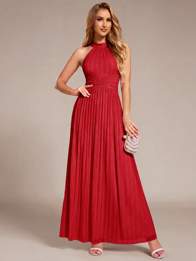 ever EVERLAINE|Halter Neck Pleated Glittery Formal Evening Dress with Empire Waist