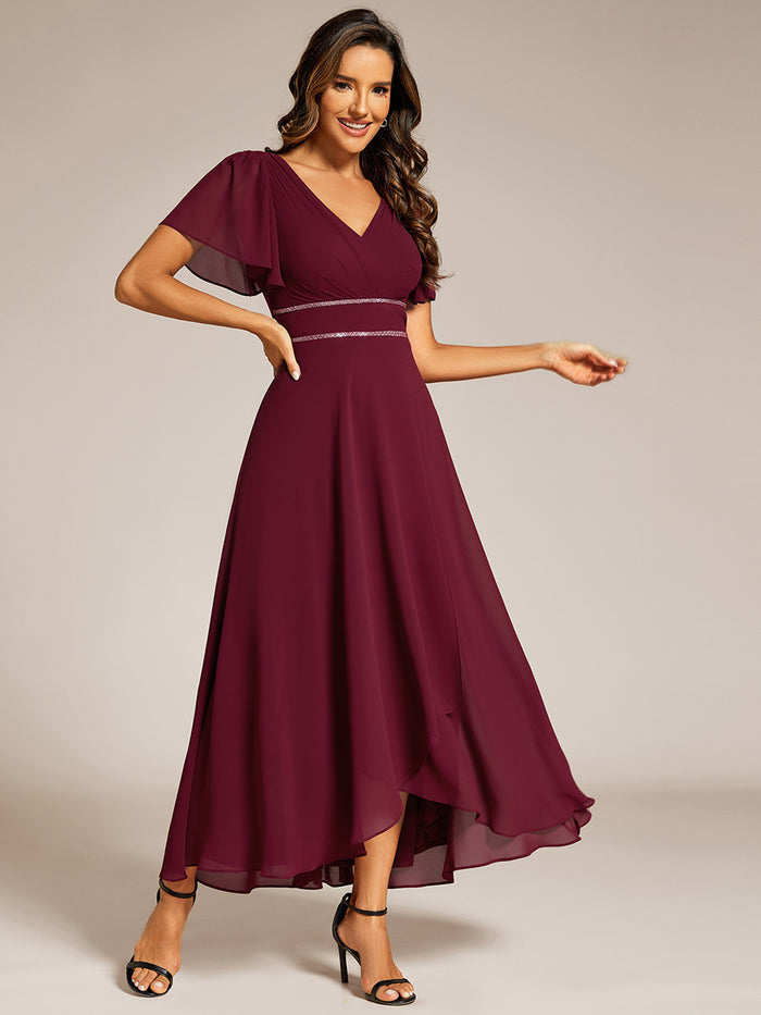 Two-Tone V-Neck Flowy A-Line Formal Dress