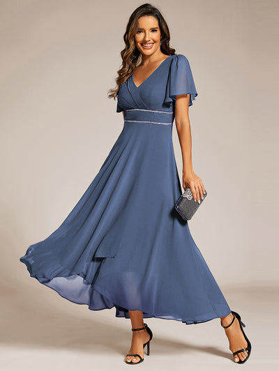 High-Low Flowy Chiffon Wedding Guest Dress #color_Dusty Blue