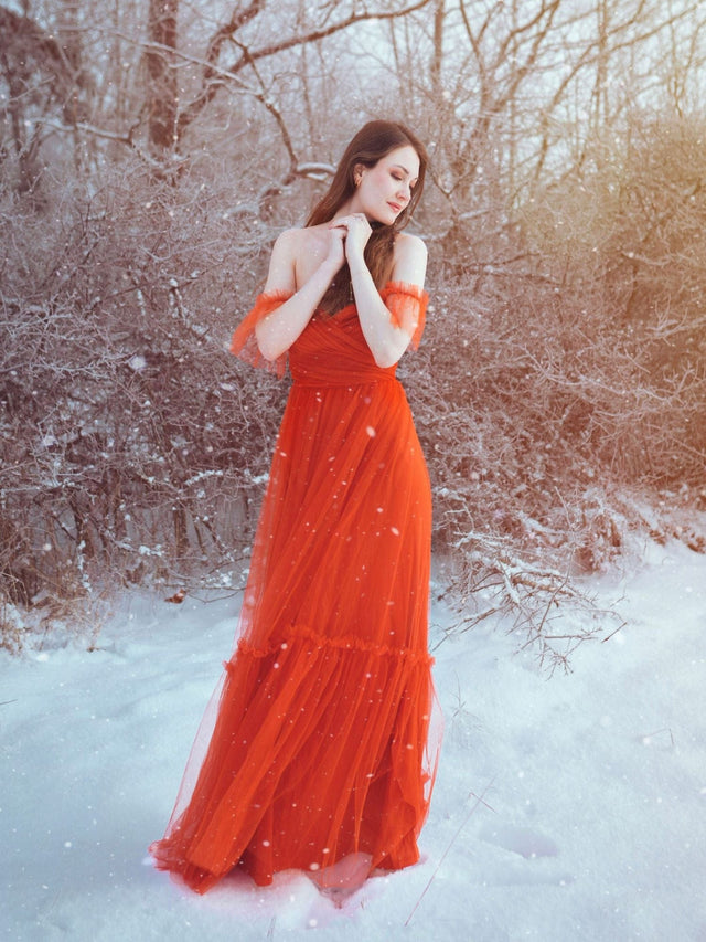ever LUCIE|Off-Shoulder Sweetheart Double Layer Pleated Bridesmaid Dress Fan Photos 12
