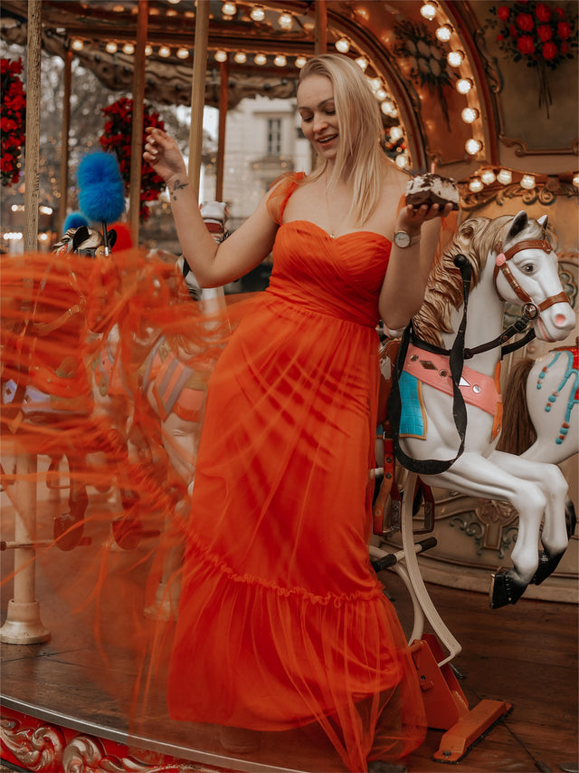 ever LUCIE|Off-Shoulder Sweetheart Double Layer Pleated Bridesmaid Dress Fan Photos 9
