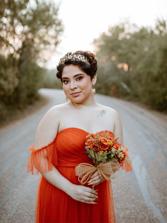 ever LUCIE|Off-Shoulder Sweetheart Double Layer Pleated Bridesmaid Dress Fan Photos 5

