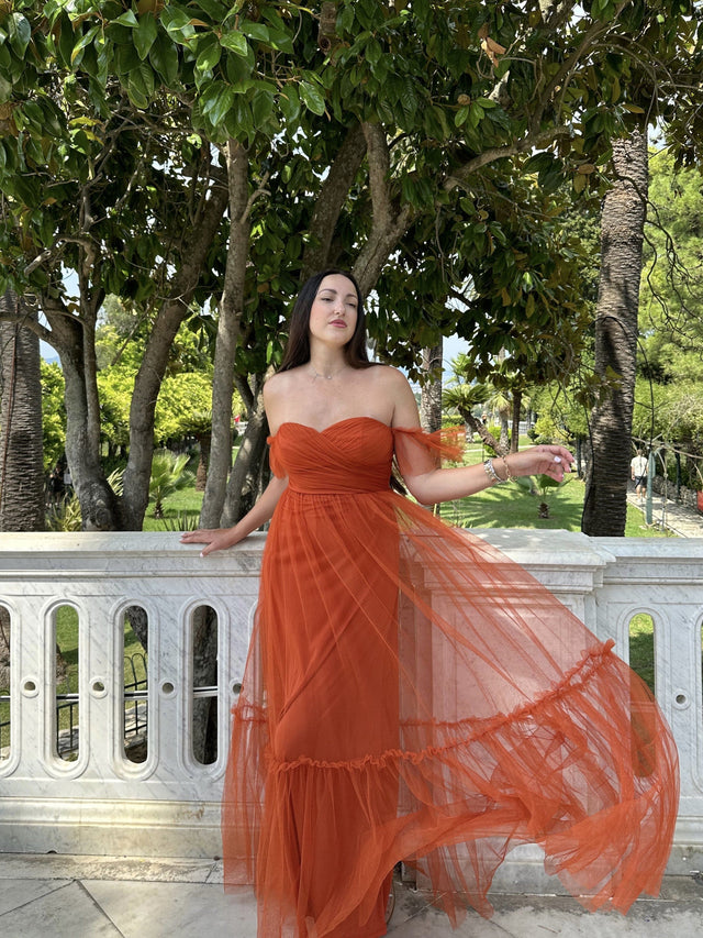 ever LUCIE|Off-Shoulder Sweetheart Double Layer Pleated Bridesmaid Dress Fan Photos 18
