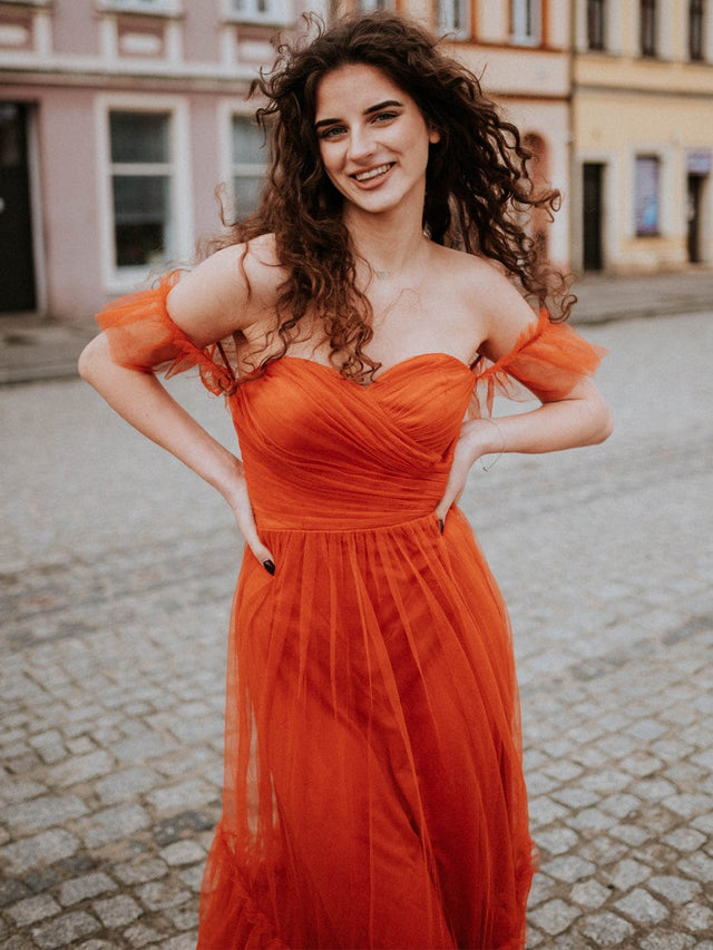 ever LUCIE|Off-Shoulder Sweetheart Double Layer Pleated Bridesmaid Dress Fan Photos 15

