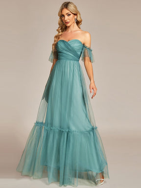 Custom Size Off-Shoulder Sweetheart Double Layer Pleated Evening Dress