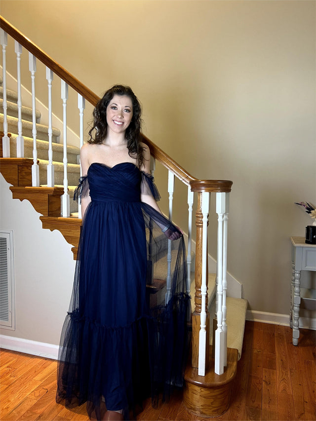 ever LUCIE|Off-Shoulder Sweetheart Double Layer Pleated Bridesmaid Dress Fan Photos 6
