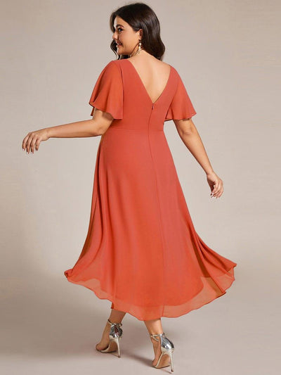 burnt orange dresses for wedding guest Elegant & Graceful Long Sleeve V-Neck Applique Floor-Length Evening Gown, Bridesmaid Dress, Autumn Dress, Holiday Maxi Dress Yes Built Burnt Orange Country Wedding Guest