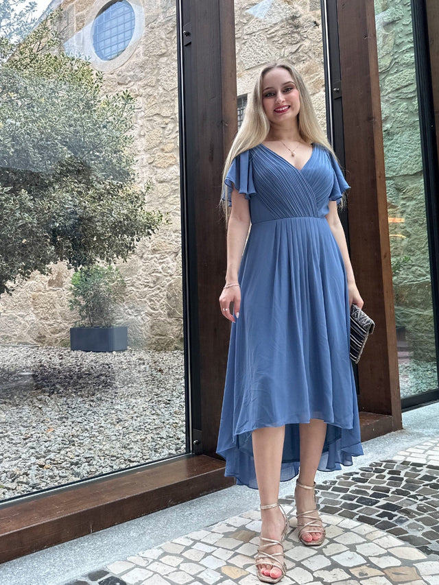 ever FAYE|Plus Size V-Neck Pleated Chiffon Midi Wedding Guest Dress Fan Photos 18
