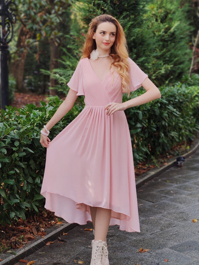 ever FAYE|Plus Size V-Neck Pleated Chiffon Midi Wedding Guest Dress Fan Photos 10
