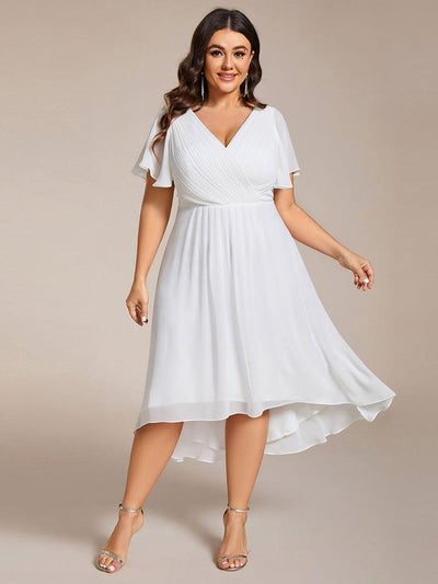 ever FAYE|Plus Size Pleated Midi Ruffles Sleeve Chiffon Bridesmaid Dress