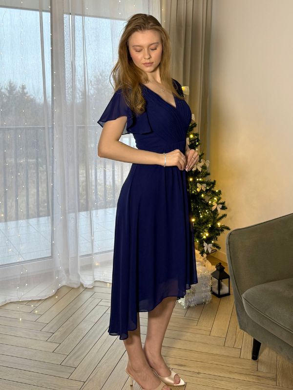 ever FAYE|Plus Size V-Neck Pleated Chiffon Midi Wedding Guest Dress Fan Photos 2
