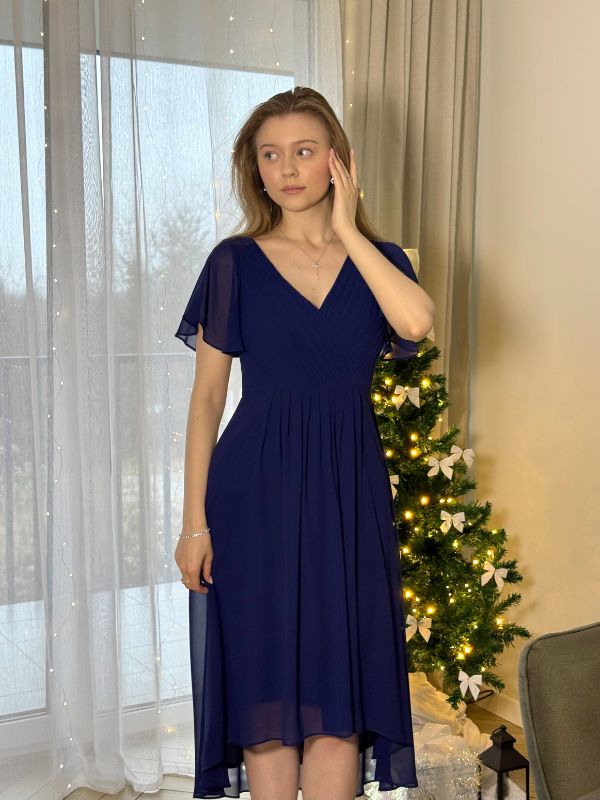 ever FAYE|Plus Size V-Neck Pleated Chiffon Midi Wedding Guest Dress Fan Photos 7
