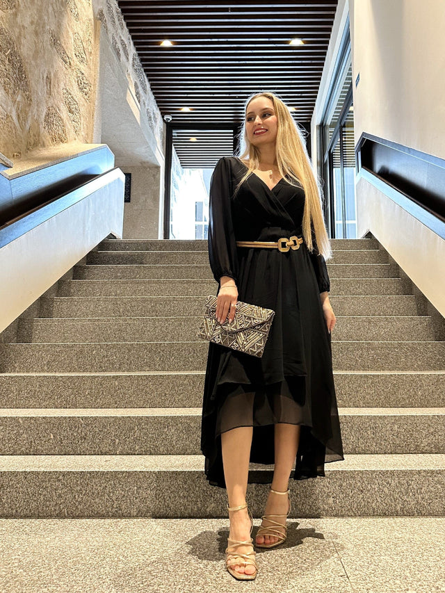 ever BRIAR|3/4 Sleeves Asymmetrical Hem A-Line Midi Wedding Guest Dress Fan Photos 5
