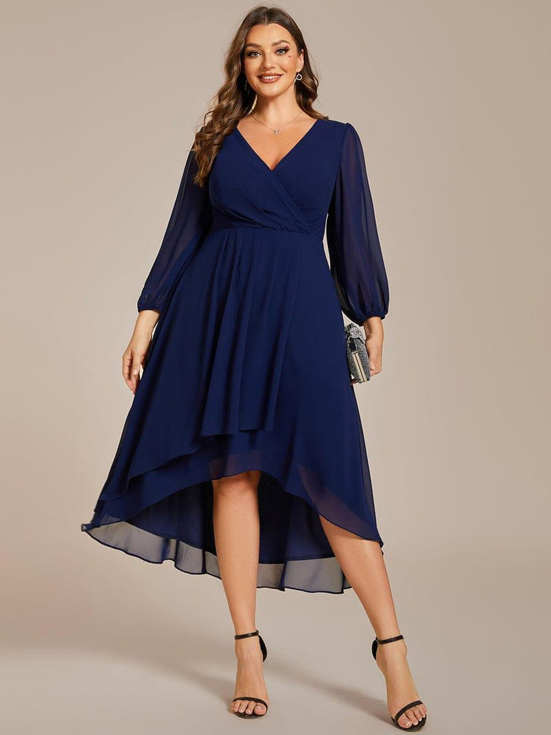 Long Sleeve Maxi Viscose Column Plus Size Wedding Guest Dress leq2160-b main image 0