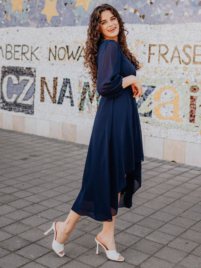 ever BRIAR|3/4 Sleeves Asymmetrical Hem A-Line Midi Wedding Guest Dress Fan Photos 2
