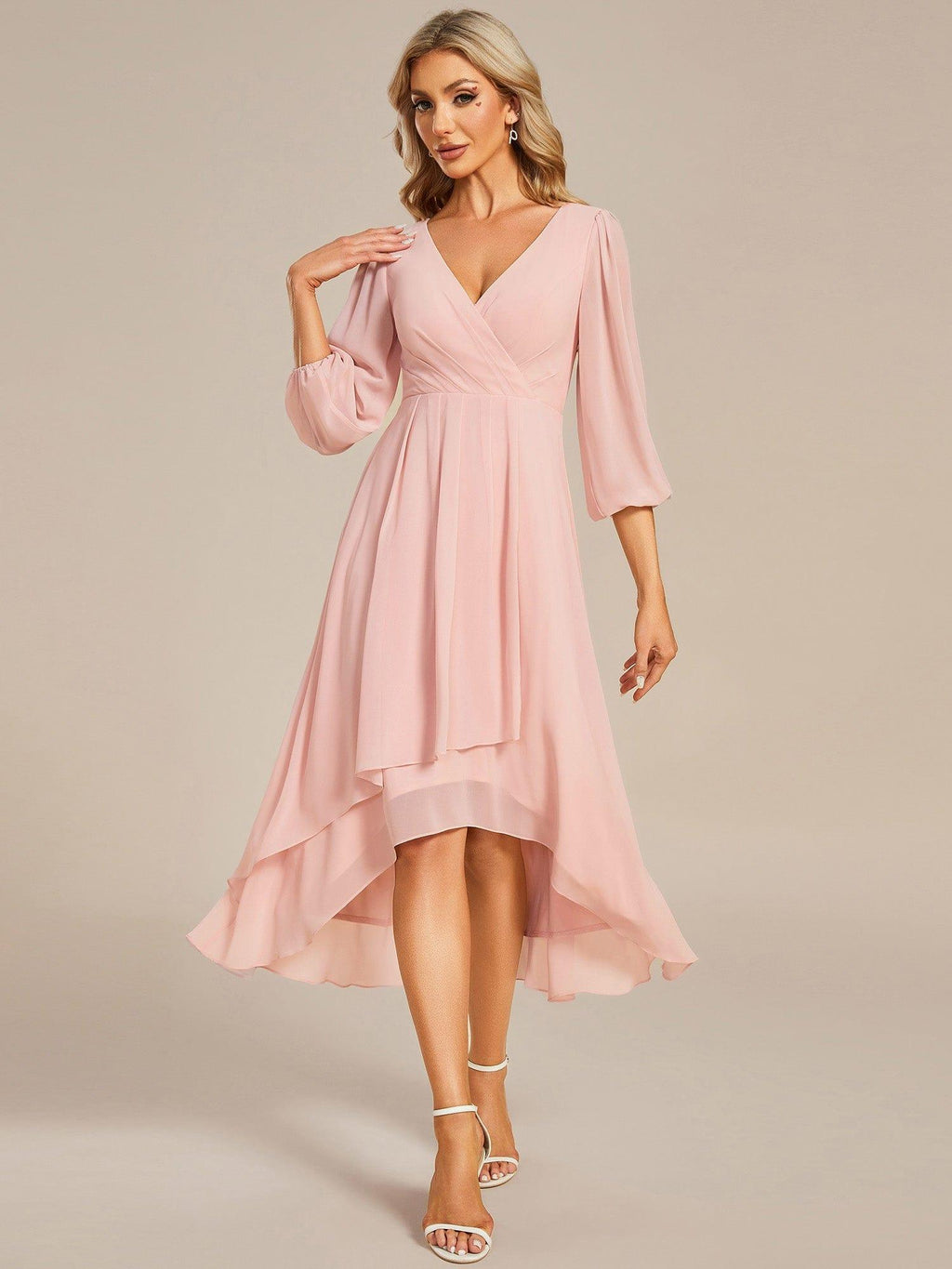 Elegant & Flattering Long Sleeve Asymmetrical Hem A-Line Midi ...