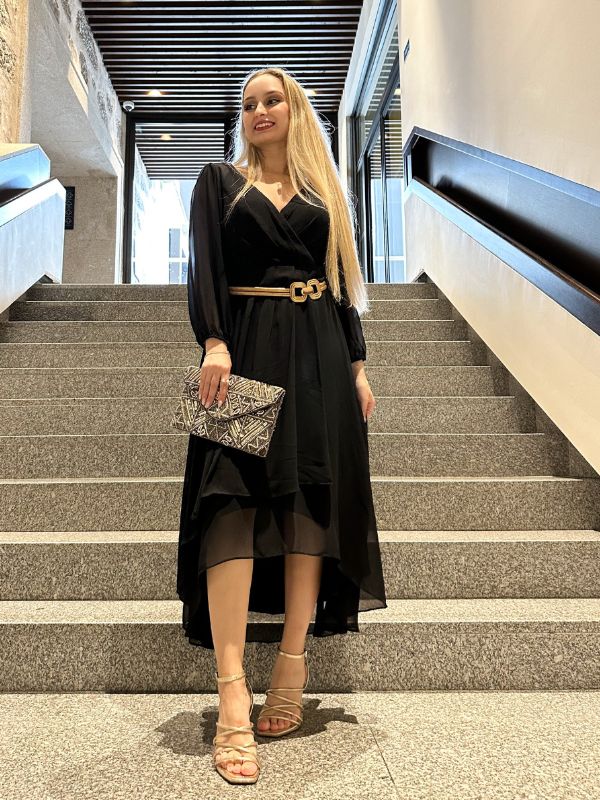 ever BRIAR|3/4 Sleeves Asymmetrical Hem A-Line Midi Wedding Guest Dress Fan Photos 1
