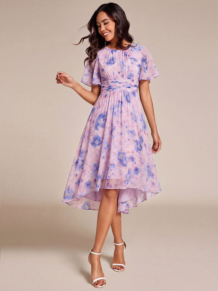 Elegant A-Line Chiffon Midi Wedding Guest Dress