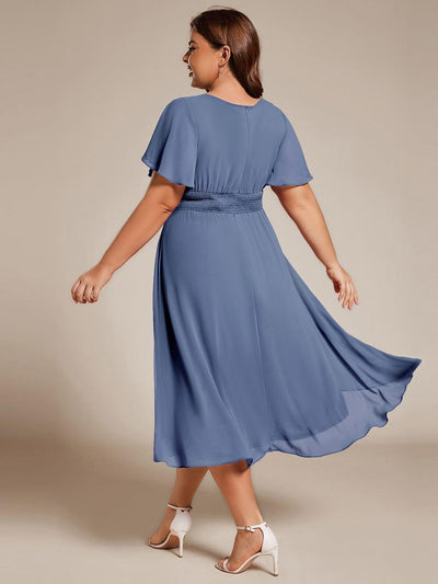 Plus Size Flowy Chiffon Bridesmaid Dress #color_Dusty Blue