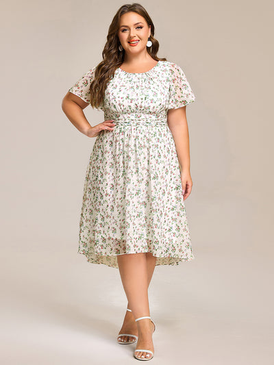 Plus Size Flowy Chiffon Bridesmaid Dress #color_White Floral