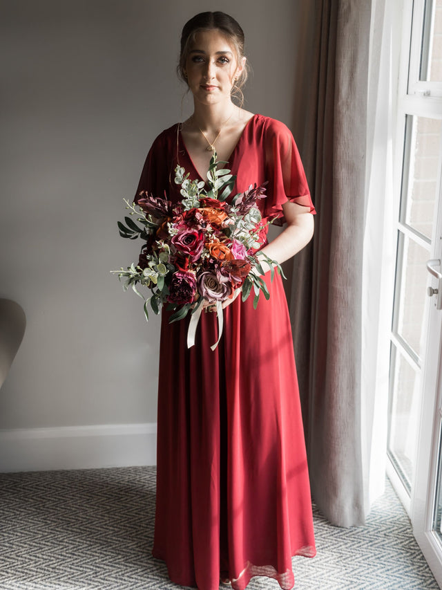 ever DAHLIA|Short Sleeve V Neck Knee Length Mother of the Bride Dress Fan Photos 9
