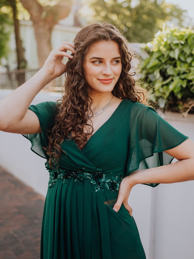 ever DAHLIA|Short Sleeve V Neck Knee Length Mother of the Bride Dress Fan Photos 13
