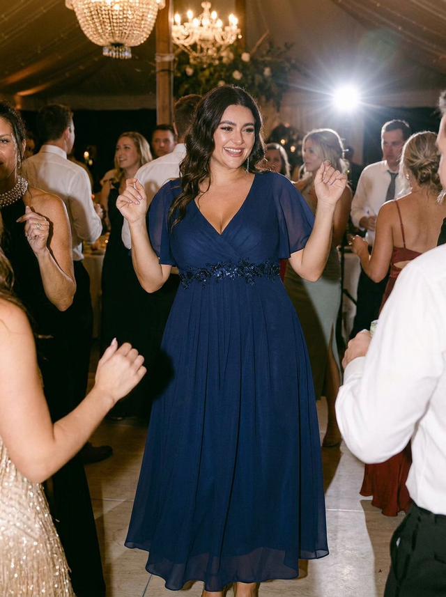 ever DAHLIA|Short Sleeve V Neck Knee Length Mother of the Bride Dress Fan Photos 2
