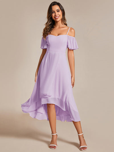 ever JORDANE|Spaghetti Strap Cold Shoulder Chiffon A-Line Midi Bridesmaid Dress