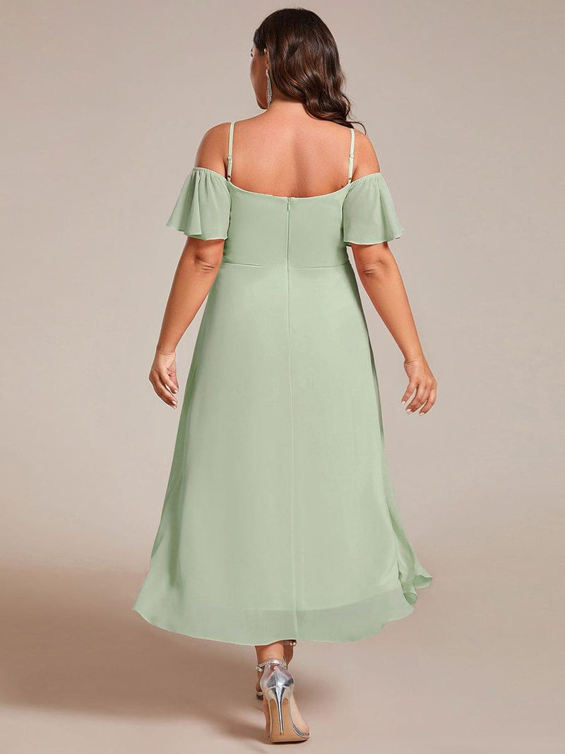 One Shoulder Chiffon Wedding Party Dresses Mulberry Plus Size