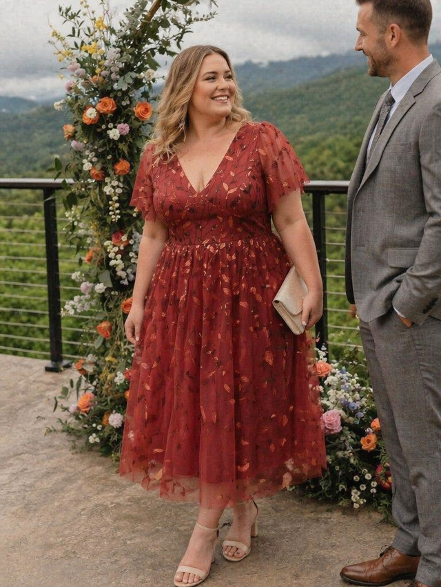 ever SIMONE|Leaf Sequin Midi Formal Evening Party Dress Fan Photos 7

