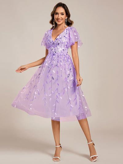 Leaf Sequin Cruise Journey Formal Dress #color_Lavender