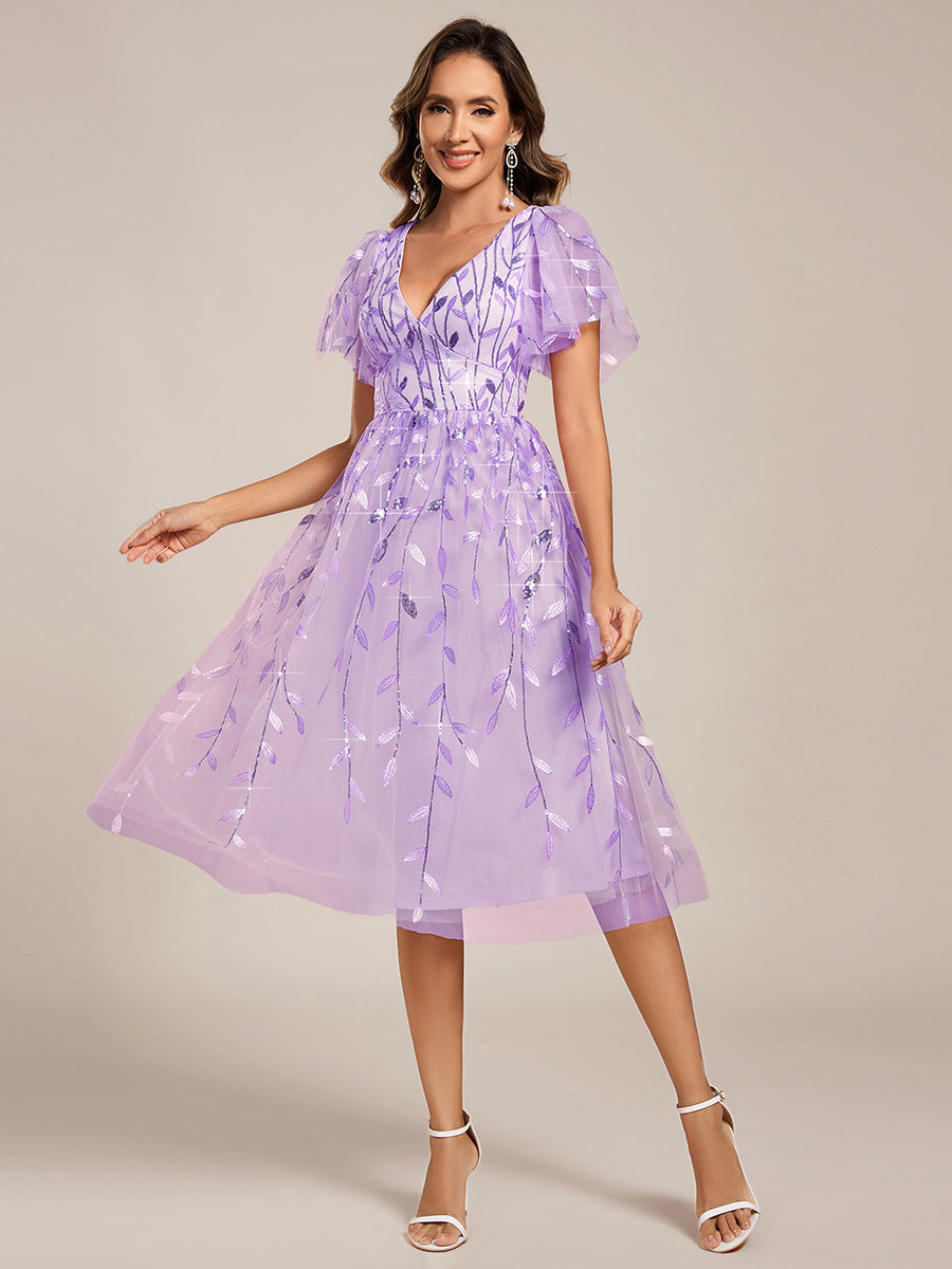Leaf Sequin Cruise Journey Formal Dress #color_Lavender