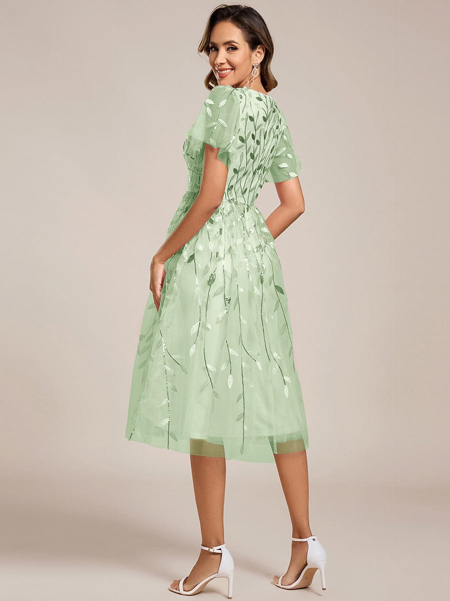 Leaf Sequin Cruise Journey Formal Dress #color_Mint Green