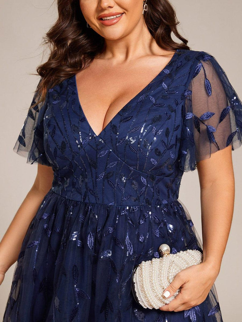 Sequin Leaf Midi Semi Formal Dress for Cruise & Evening Party Events