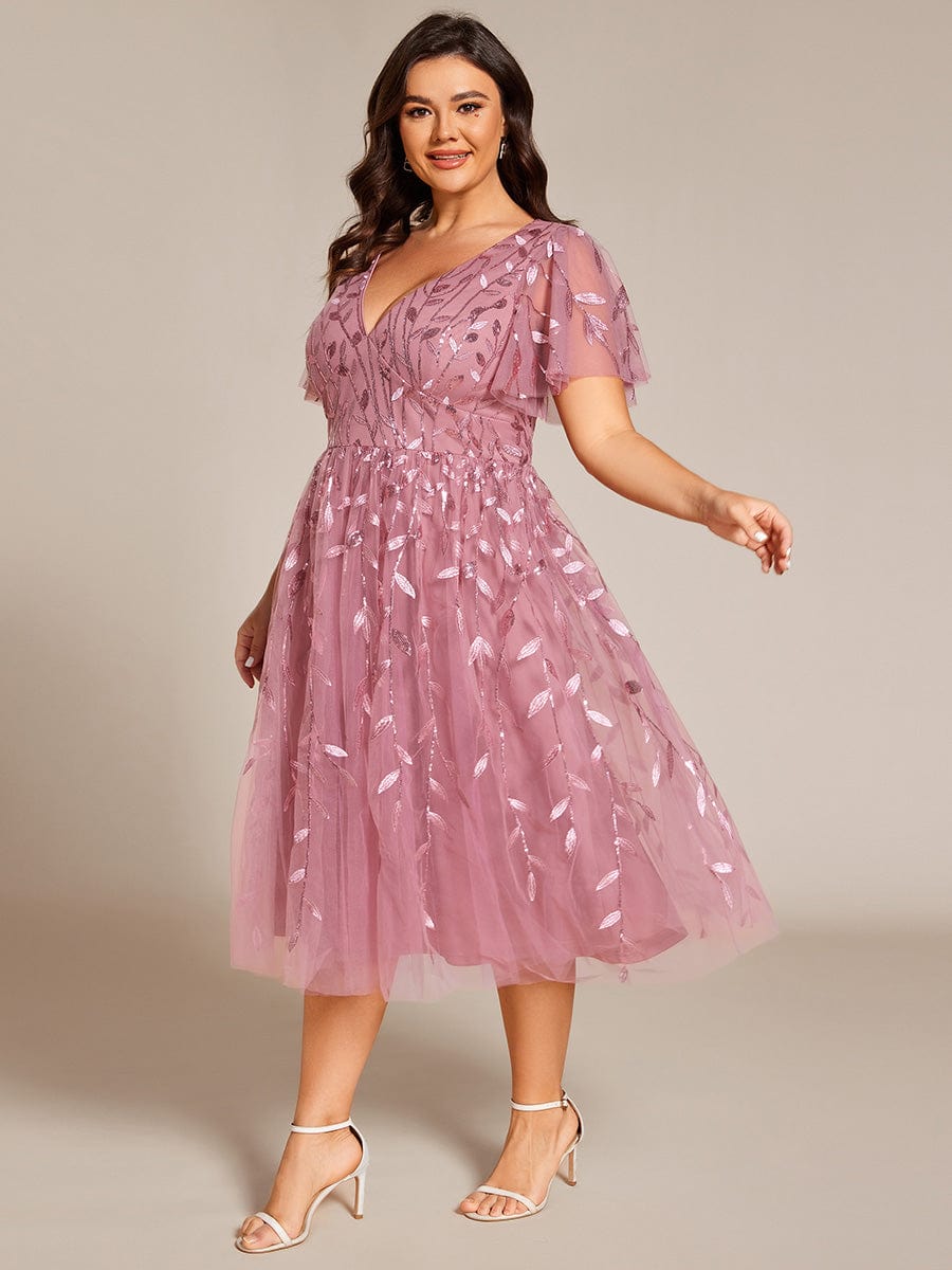 Plus Size Sparkly Midi Cocktail Dress #color_Purple Orchid