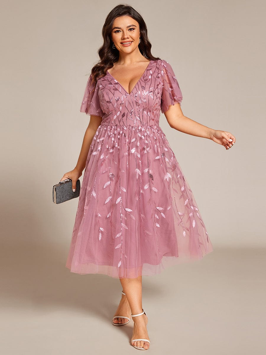Plus Size Sparkly Midi Cocktail Dress #color_Purple Orchid
