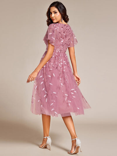 Leaf Sequin Cruise Journey Formal Dress #color_Purple Orchid