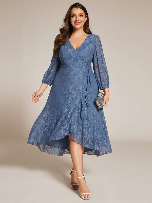 Plus Size Long Lantern Sleeves A Line V Neck Wholesale Bridesmaid Dresses
