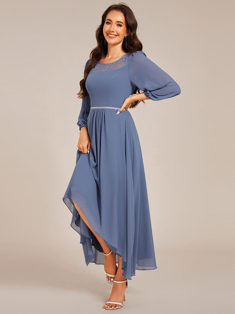 chiffon long a neckline dress Midi Wedding Guest with Sleeve and Waist Chain Wedding gown Size:30