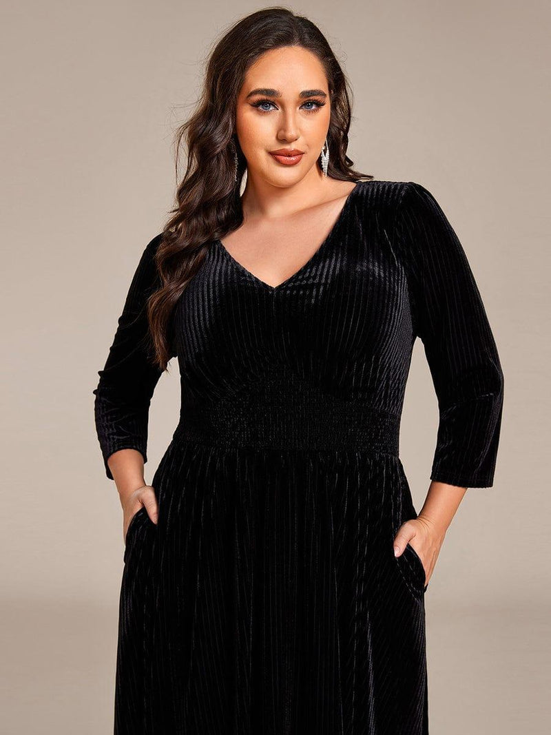 Elegant Velvet V-neck Unique Long Wedding Guest Dresses For Women main image 1