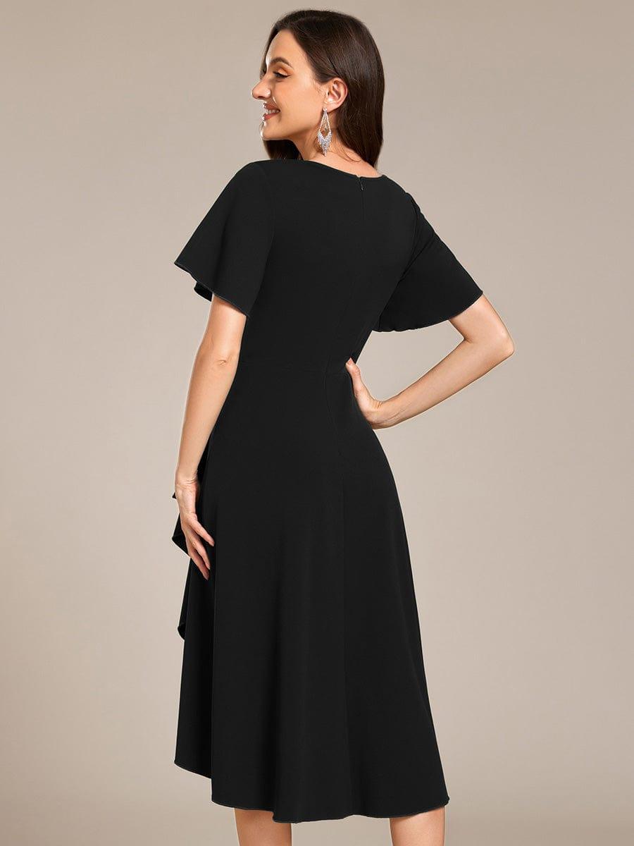 midi casual wedding guest dresses High-Stretch Dress SIZE:7 Elastic Waist + Ruffle inv-166 Bridesmaid dresses sizes S to 2XL