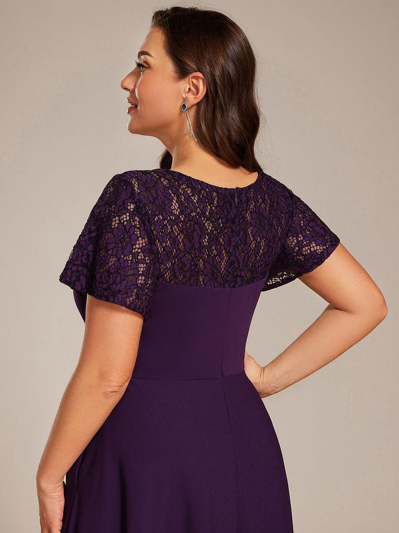 Ruffled Sweetheart A-Line Midi Wedding Guest Dress with Short Sleeves