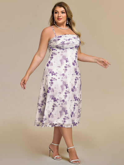Plus Size Printed Bodycon Wedding Guest Dress #color_Light Purple Print